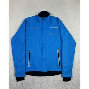 Gore Bike Wear Jacket Mens Large Blue Windstopper Softshell Running Full Zip